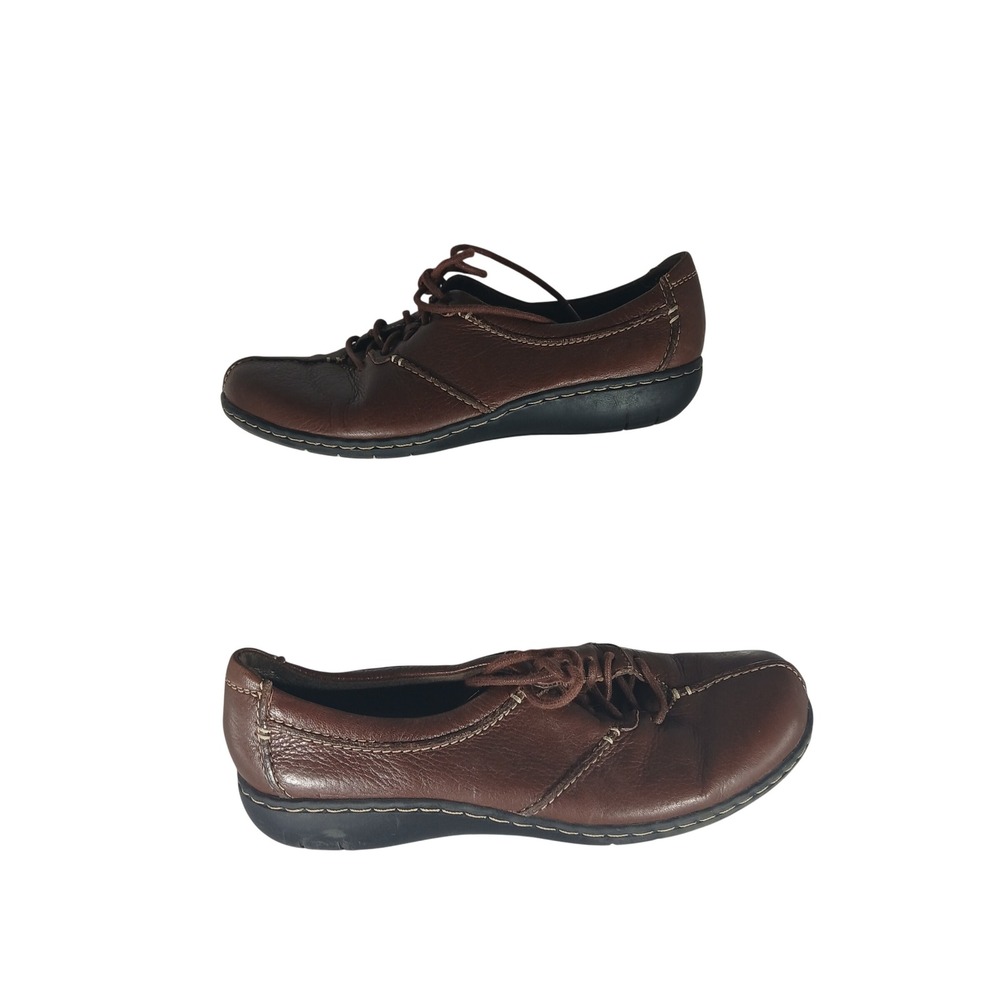 Clarks Bendables Leather Oxfords 7M Brown Lace Up Comfort Professional Shoes
